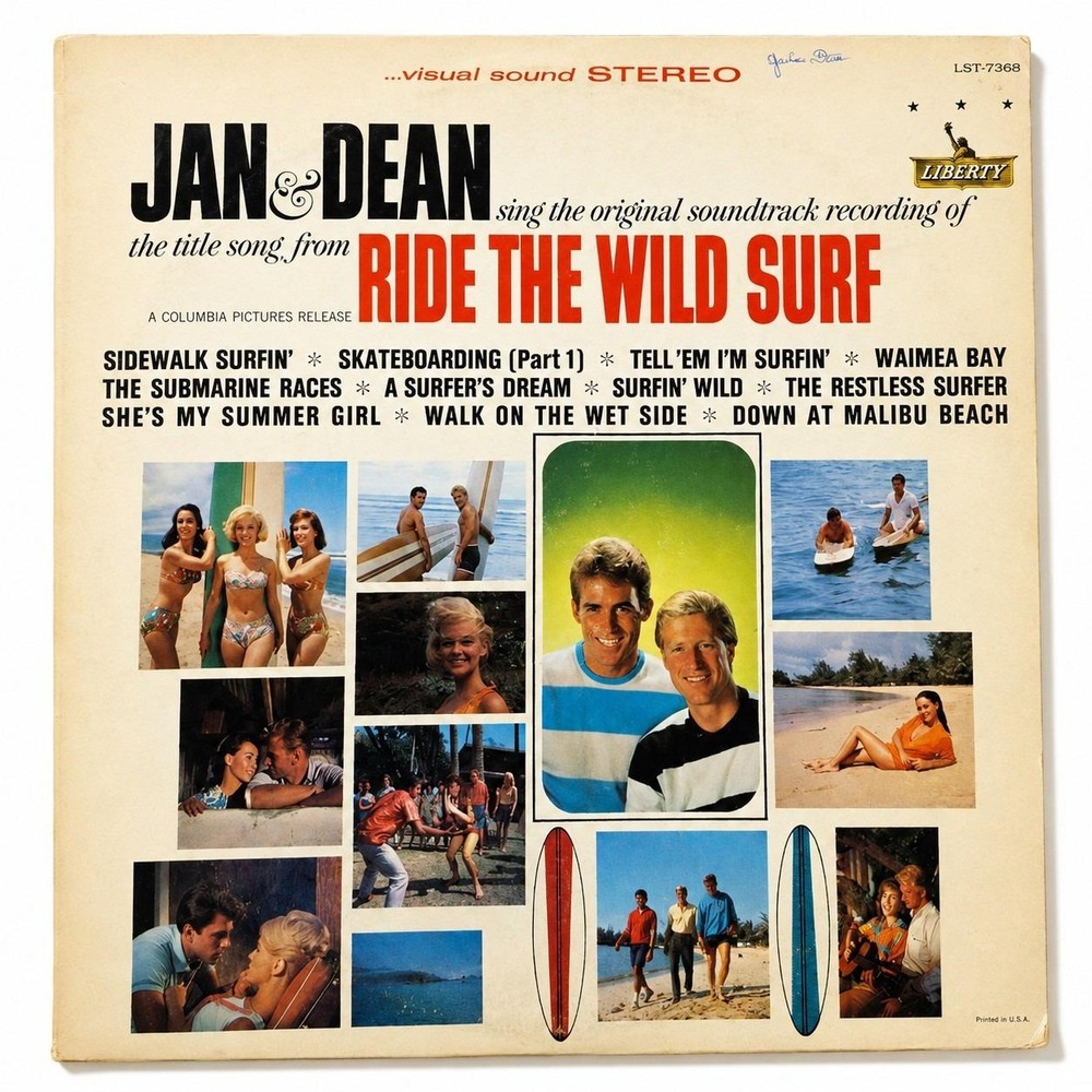 Jan & Dean Ride The Wild Surf LP 1964 Liberty LST-7368 Stereo Surf Rock Vinyl